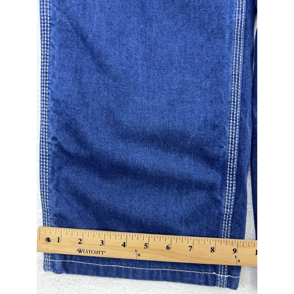 Carhartt FR Carpenter Jeans Men 34x30 Blue Med Wash Relaxed Straight Work Denim - Picture 8 of 9